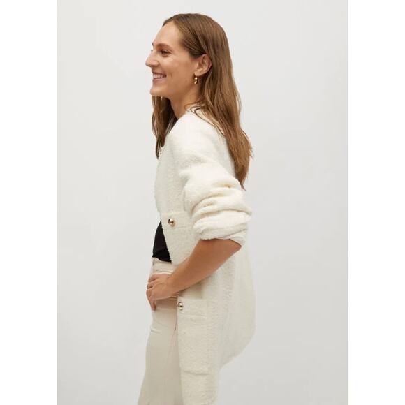 MANGO Pocket Tweed Jacket Sz L Ivory NWT - Picture 16 of 16